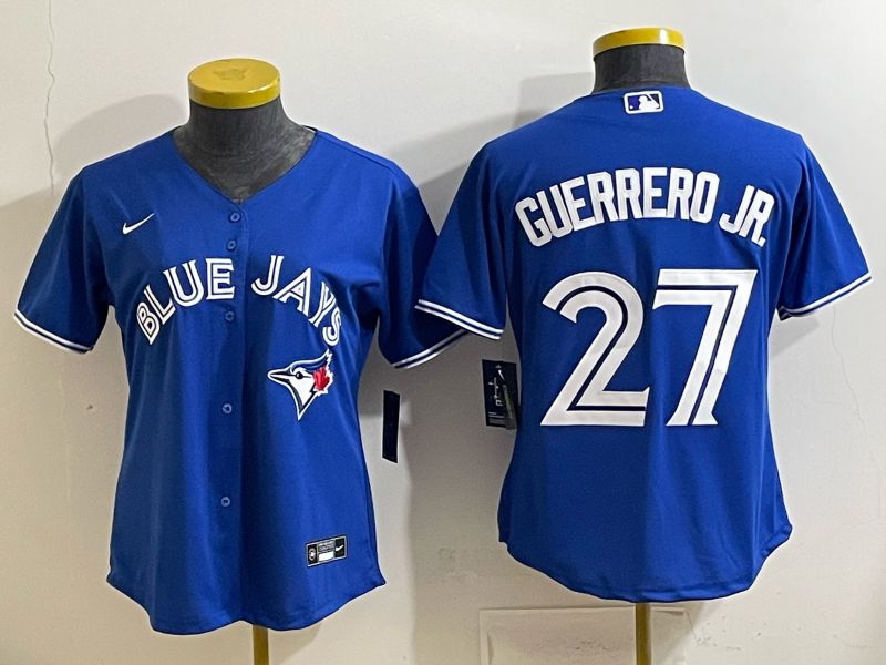Women 2025 Nike Toronto Blue Jays #27 Guerrero jr Blue Game MLB Jersey 01->toronto blue jays->MLB Jersey